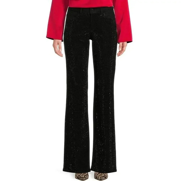 Gibson & Latimer Perfect Fit Rhinestone Straight Leg Pants Black Size 4 NWT - Picture 1 of 9